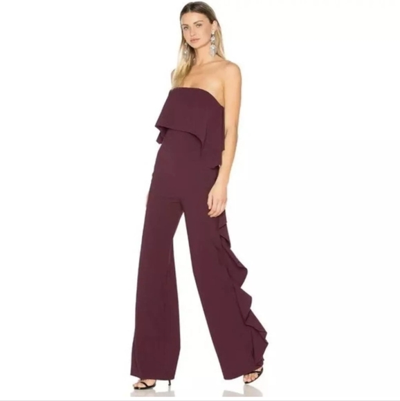Alexis Pants - Alexis Kendall Jumpsuit Womens Small Burgundy Cocktail Party Dress Strapless
